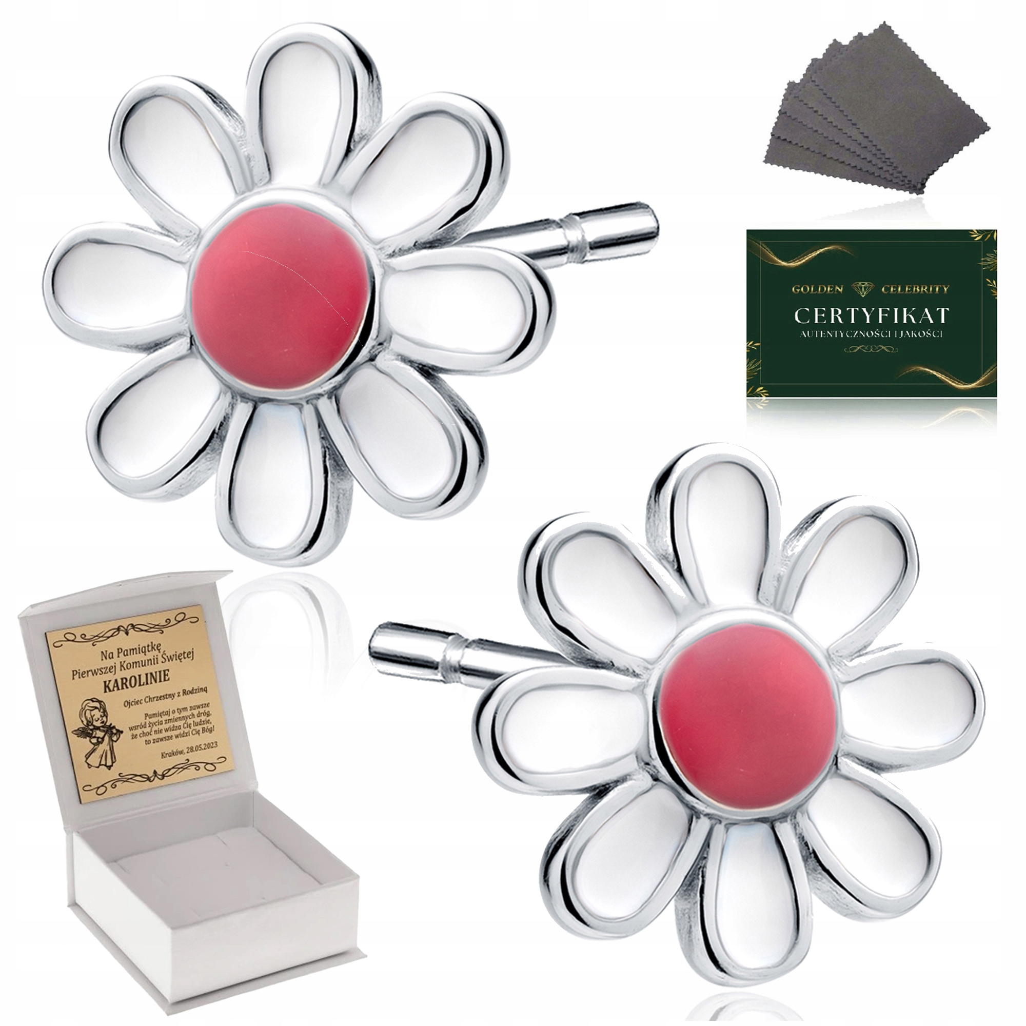 Stříbrné Náušnice Pro Děti 925 Náušnice Květiny Dárek Ke Křtinám Svatého