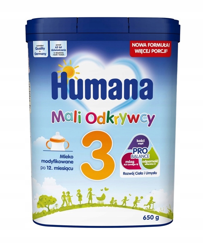 HUMANA 3 MLEKO NASTĘPNE PO 12m 2x 650G +chusteczki Marka Humana