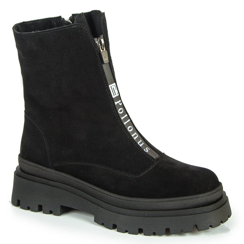 Pollonus 5-1601-001 Kotníkové Boty Kozačky Kůže Nubuk Černé 40