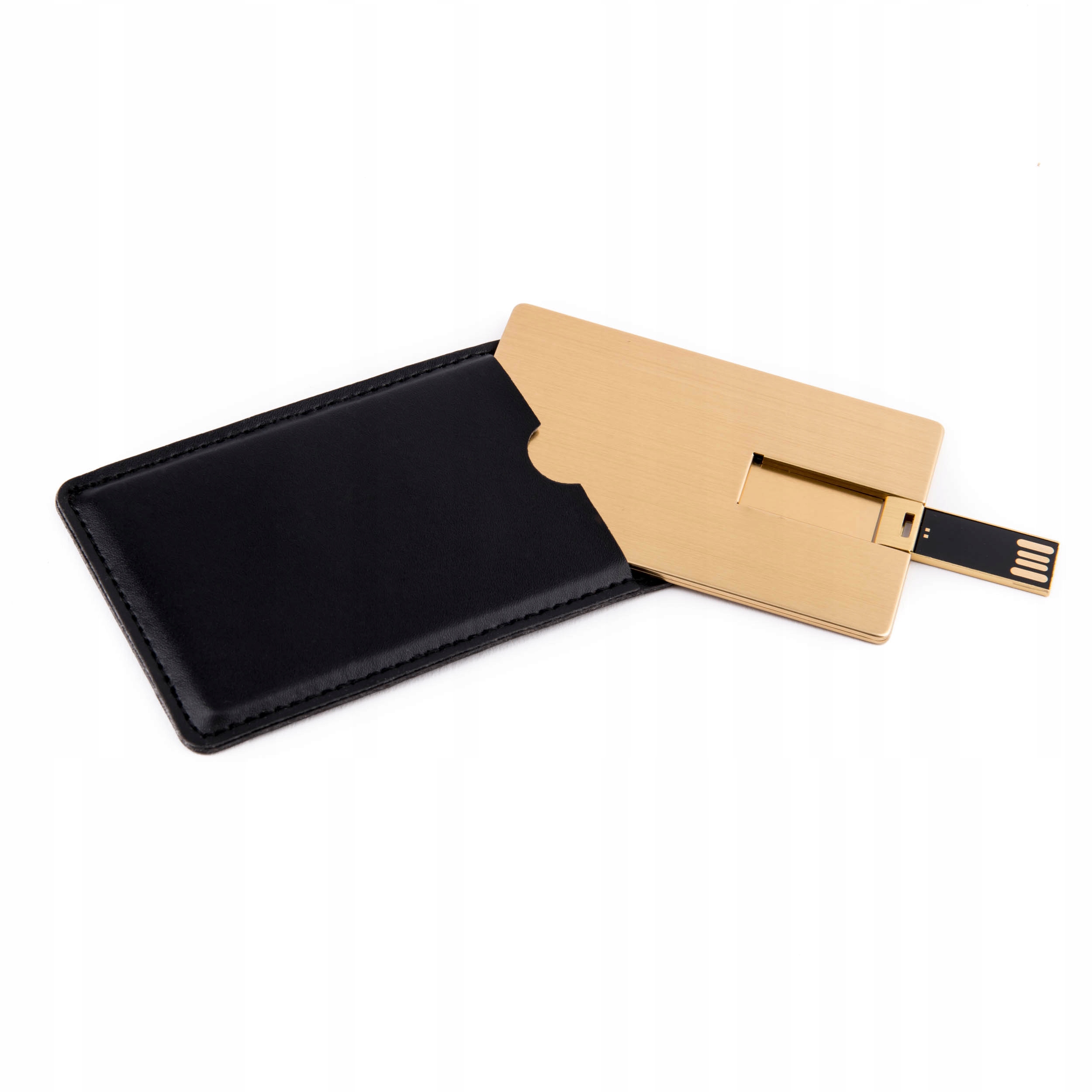Metalowy Pendrive Karta Złota 16 Gb Usb 2.0 Grawer etui skórzane