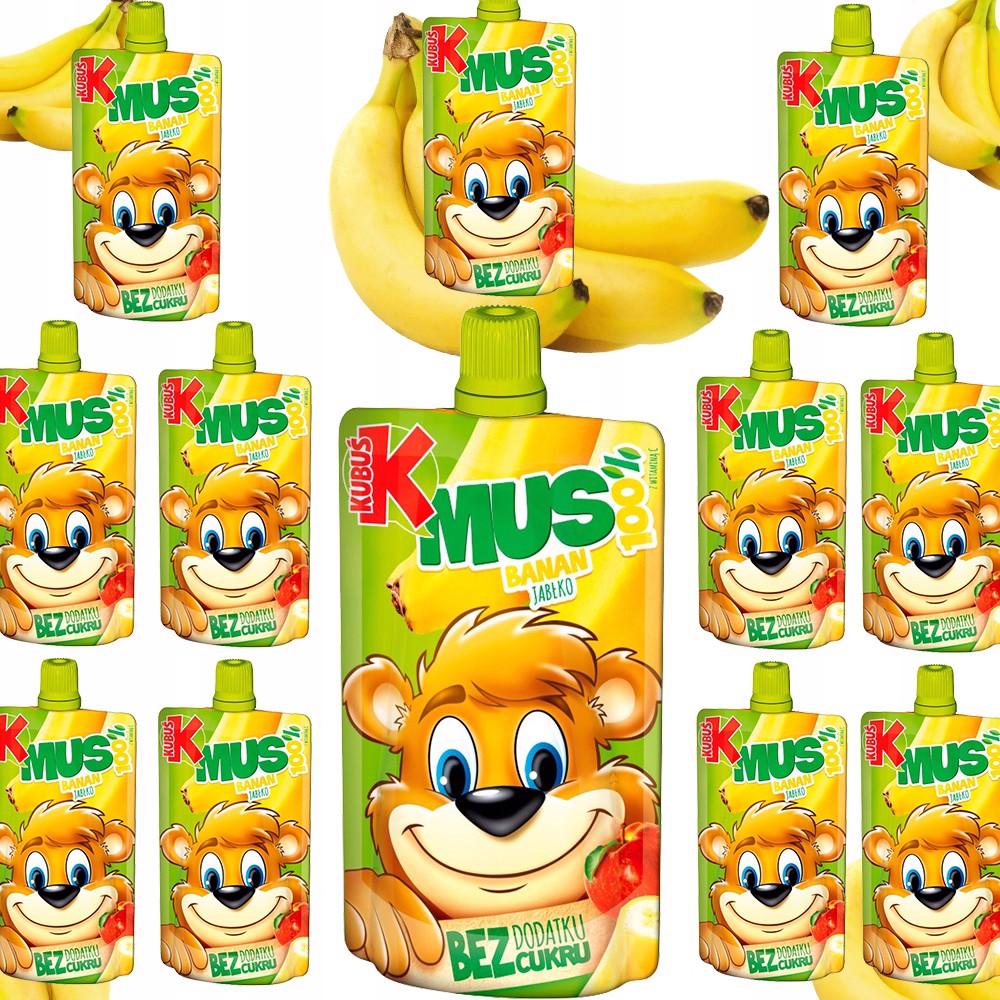 KUBUŚ Mus 100% Banan Jabłko 100 g x 12 sztuk Kod producenta 400848