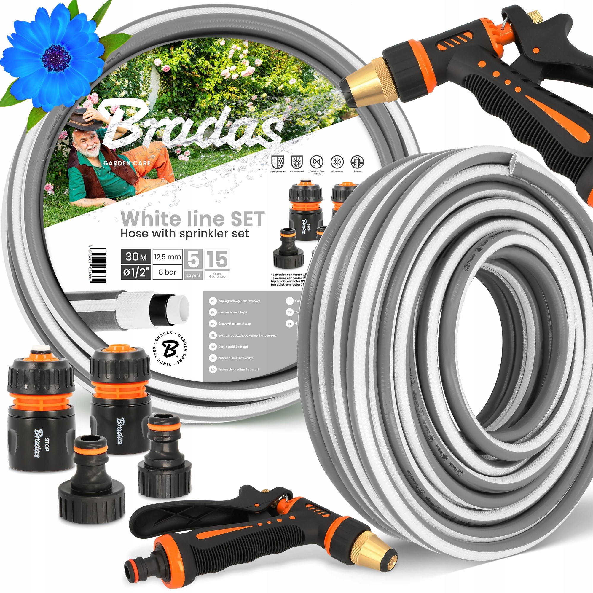 Záhradná Hadica 1/2 Vody Navíjacia 30 m Zalievanie Šlauf 5-VRSTVOVÁ Zbrojnica Yo