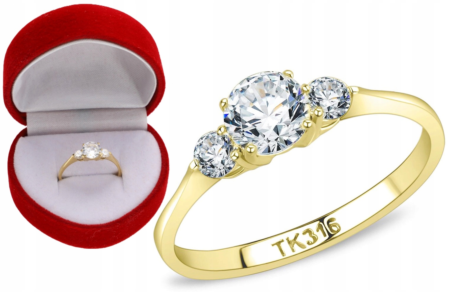 Zlatý zásnubní prstýnek Say Yes Srdíčko Červené velikost 13 ocel 316