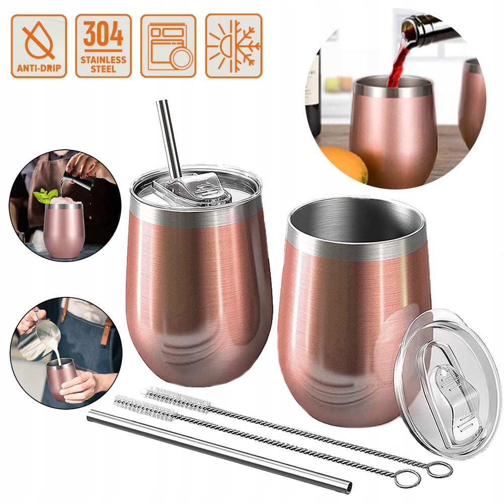 IZOLOWANY KIELISZEK DO WINA Z POKRYWKĄ, STAL NIERDZEWNA, PODWÓJNE ŚCIANKI