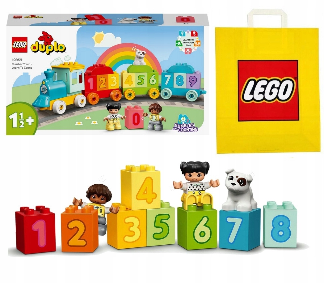 Zestaw Klocki Lego Duplo Pociąg z Cyferkami Kolejka Edukacja +Torba