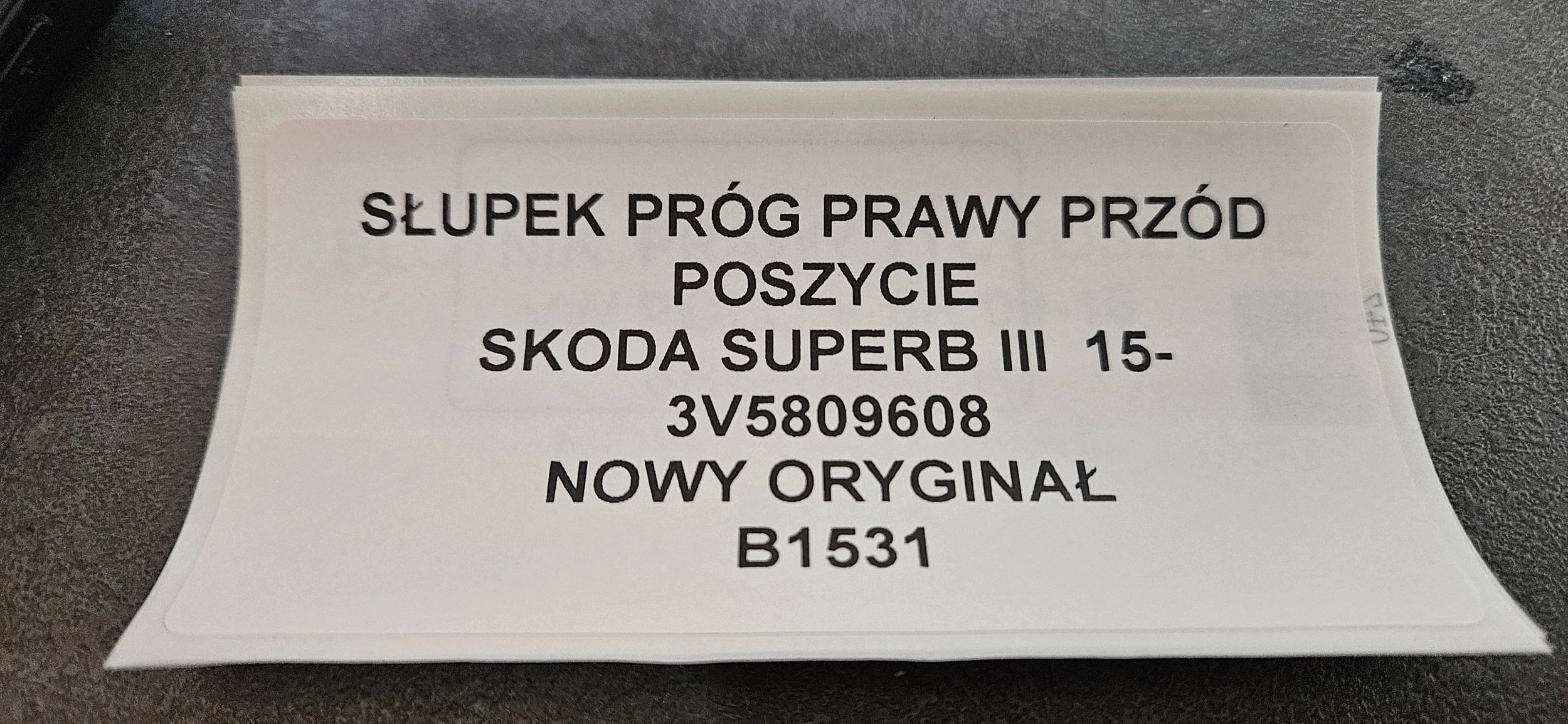 pillar threshold right front side SKODA SUPERB III 15- original 3V5809608