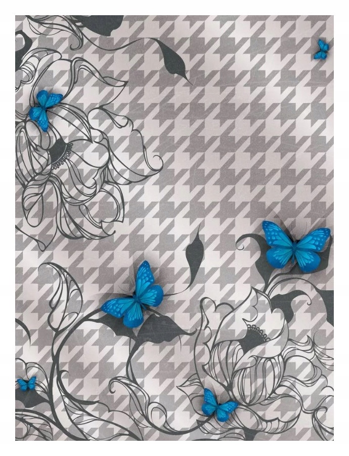 Vliesová fototapeta Květiny motýli pepitka 206x275 lepidlo