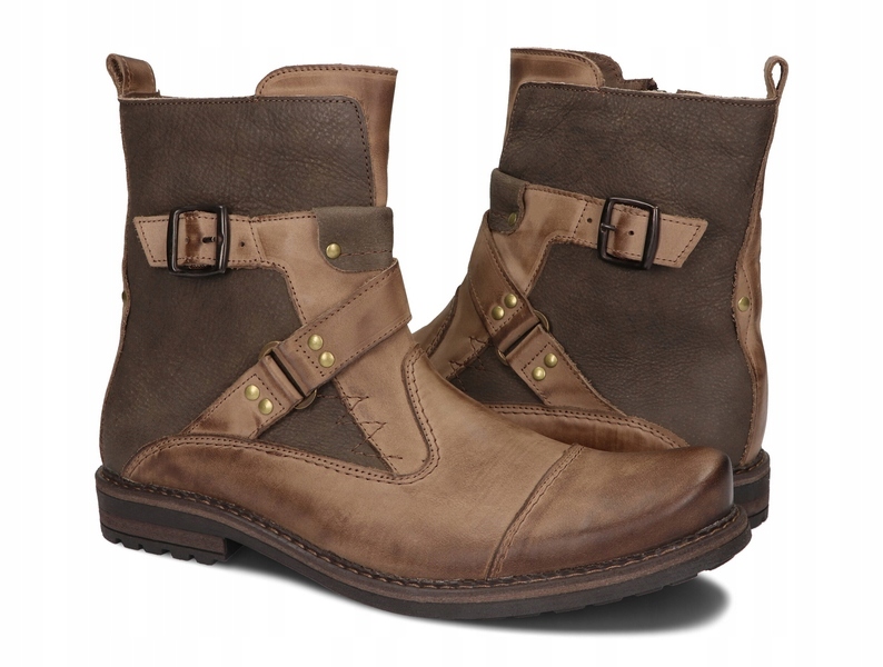 TRZEWIKI MĘSKIE BUTY MOTOCYKLOWE SKÓRA 82 BR 43 Model TRZEWIKI