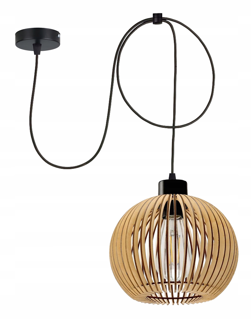 

Lampa sufitowa wisząca zwis Loft E27 pająk Drewno