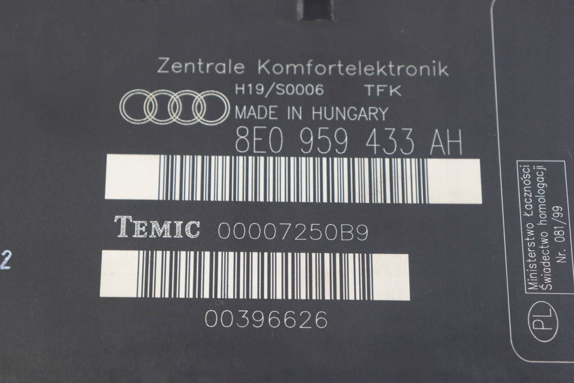 AUDI A4 B6 B7 Unité de contrôle Unité commande confort 8E0959433AH