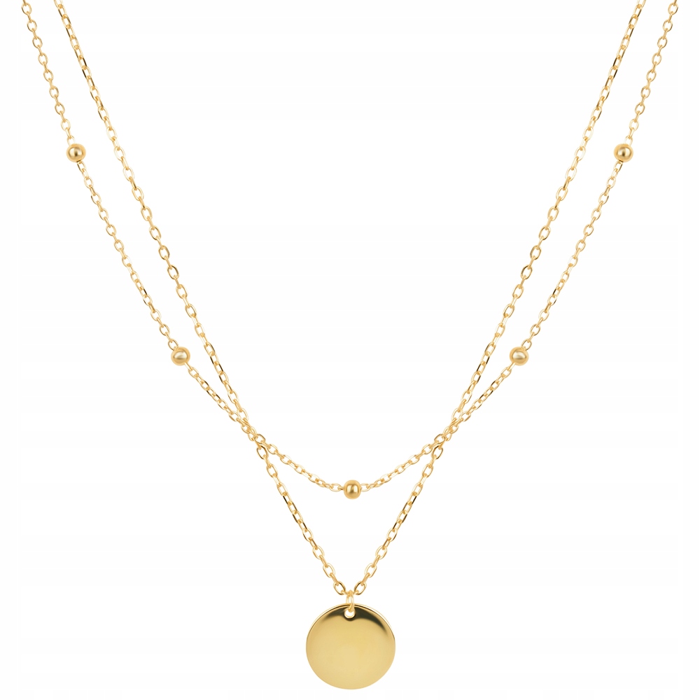 Naszyjnik Pozłacany Podwójny Moneta Kuleczki Łańcuszek Srebro 925 18K Sadva