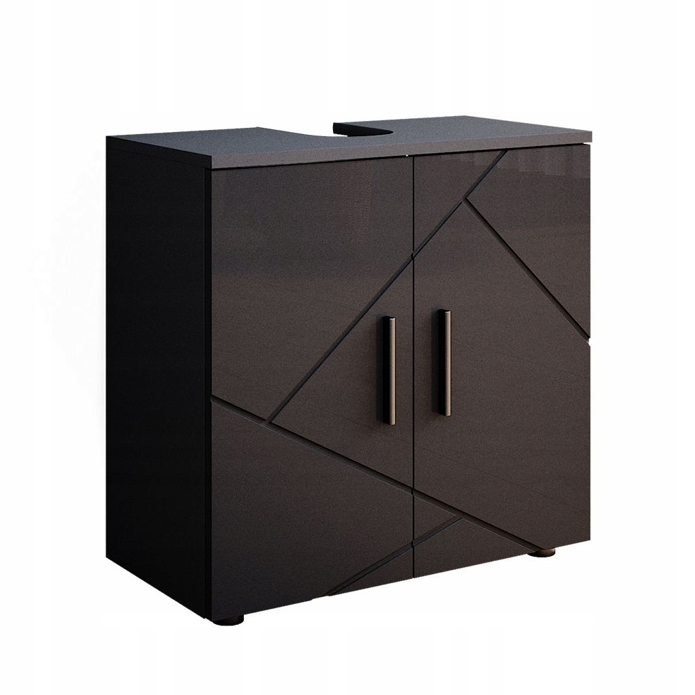 Szafka pod umywalkę 60cm do łazienki Połysk Komoda Słupek Antracyt Głębokość mebla 30 cm