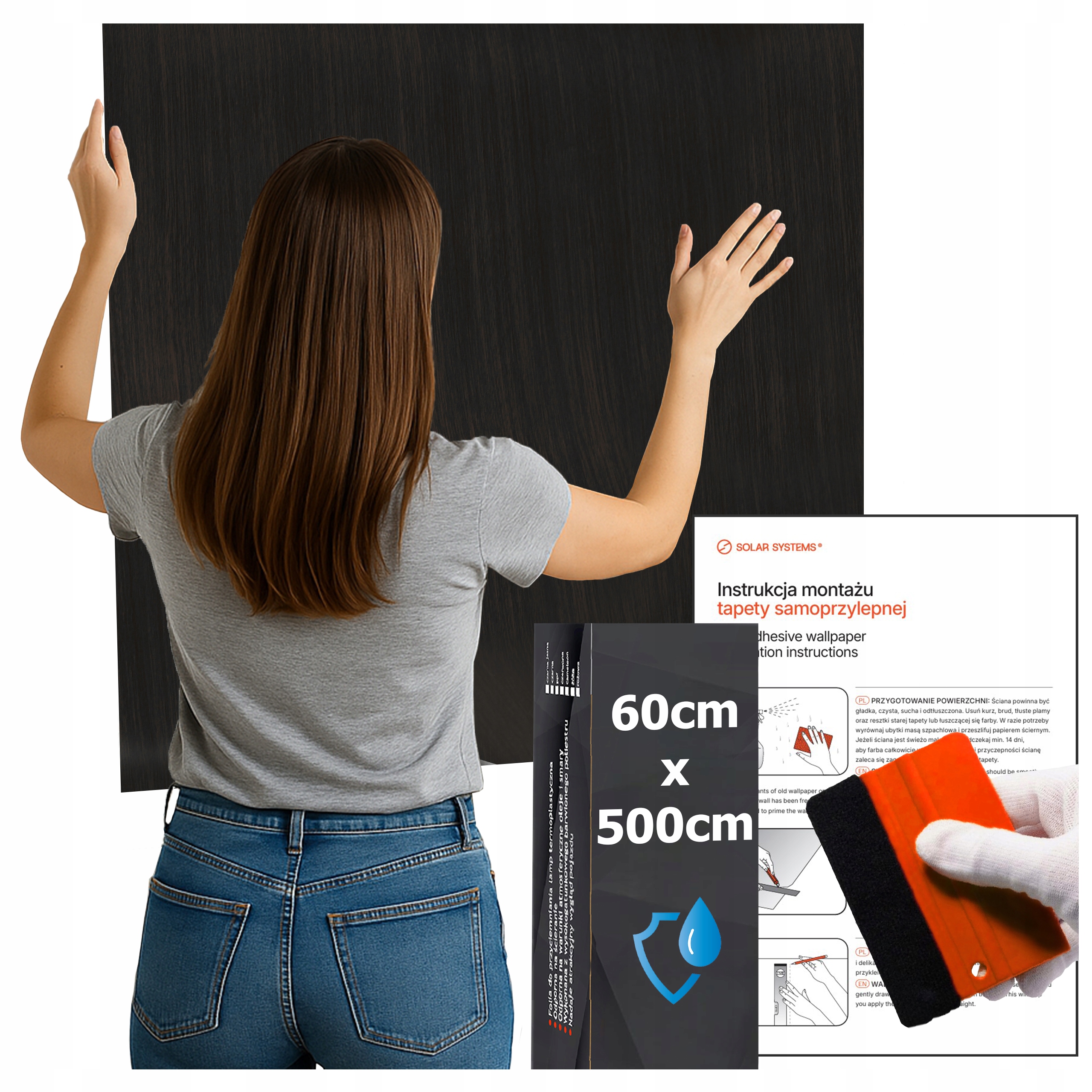 Tapeta Samolepicí Vodotěsná do kuchyně na zeď Nábytek Tmavé dřevo