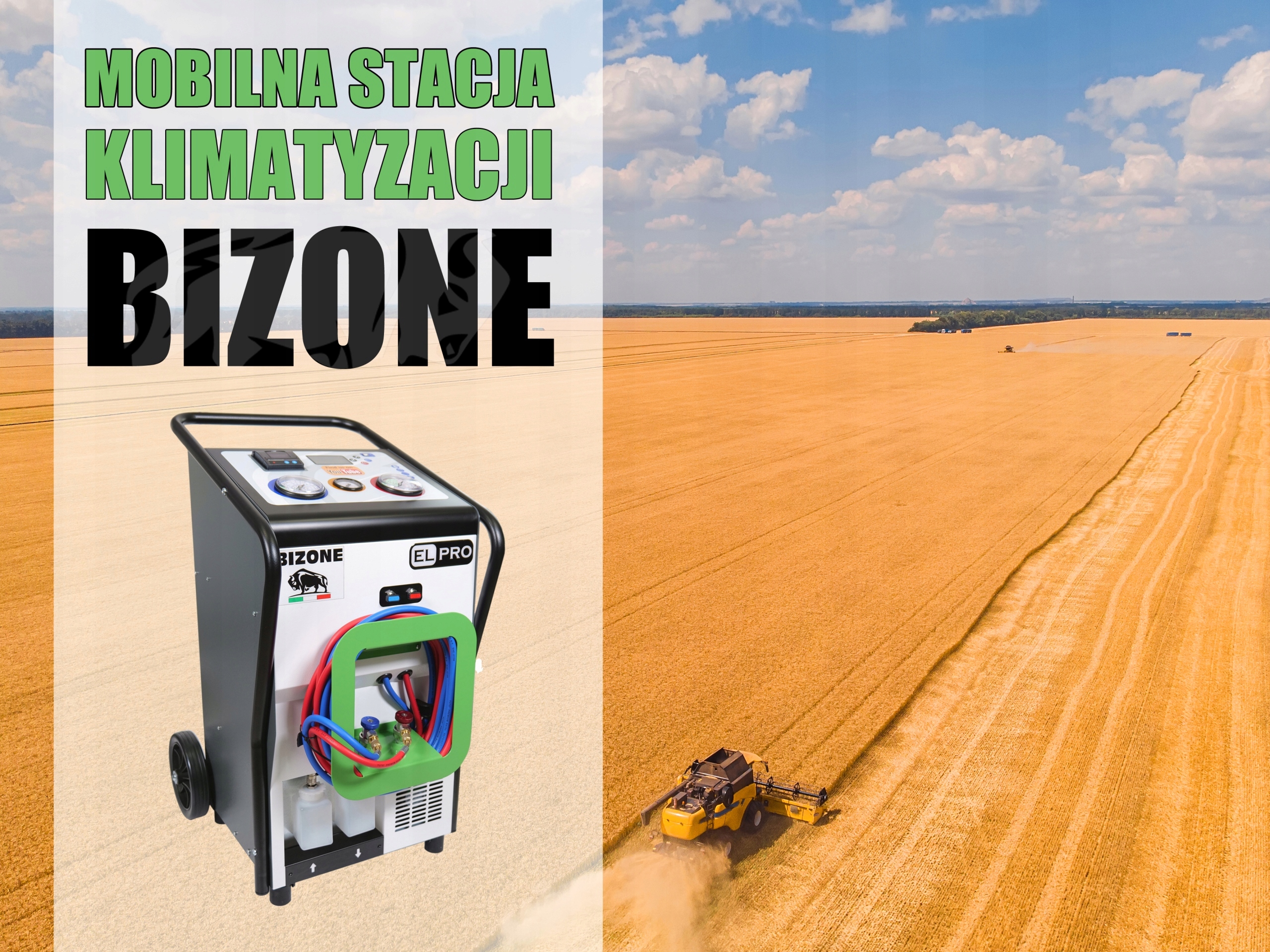 Stacja Klimatyzacji BIZONE+CZYNNIK R1234yf+ F-GAZY ELPRO NEW Cechy dodatkowe baza danych drukarka możliwość konwersji 1234yf obsługa hybryd wyświetlacz