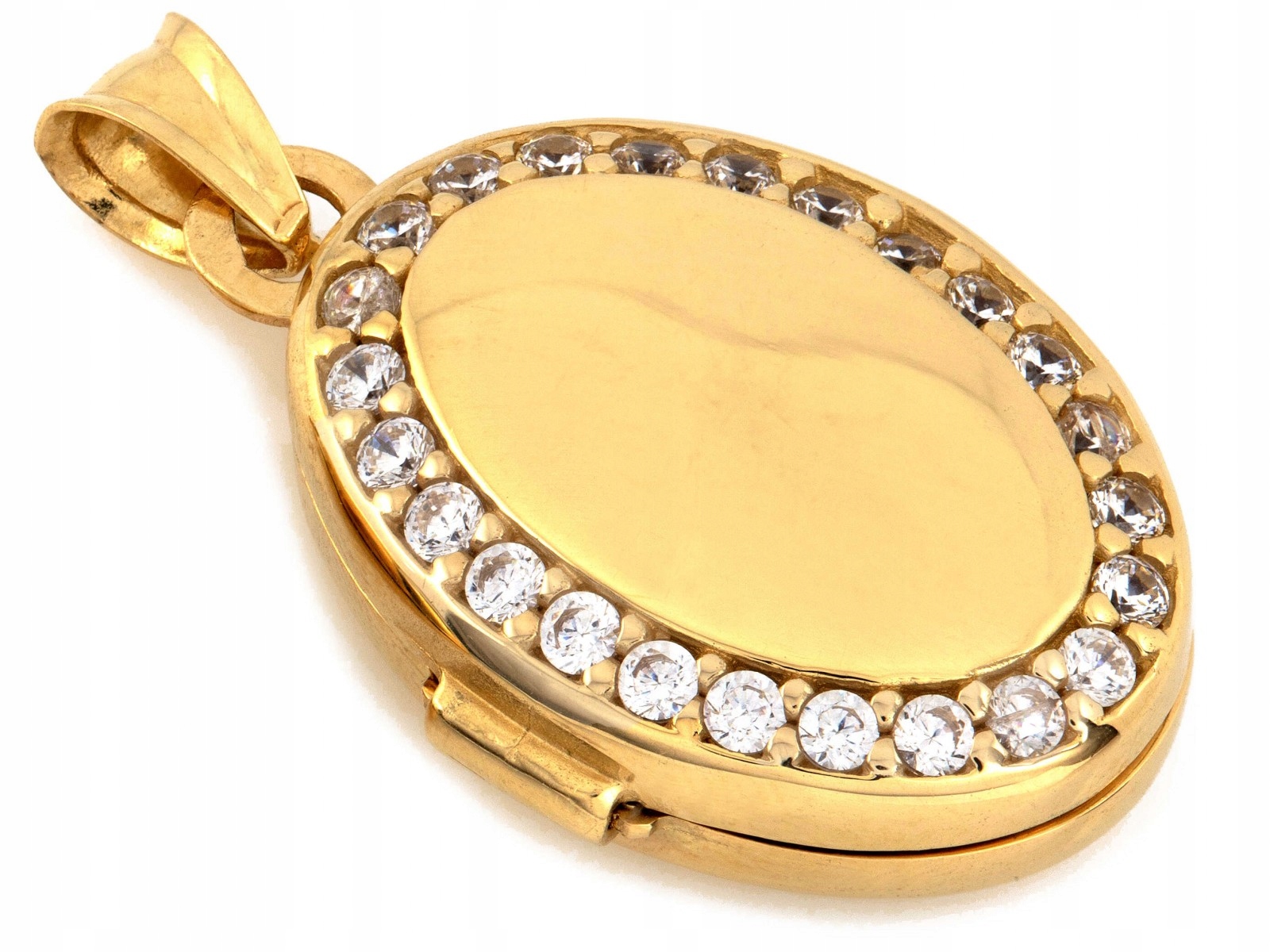 Zlatý přívěsek na fotografii se zirkony 585, bílé zirkony 14kt