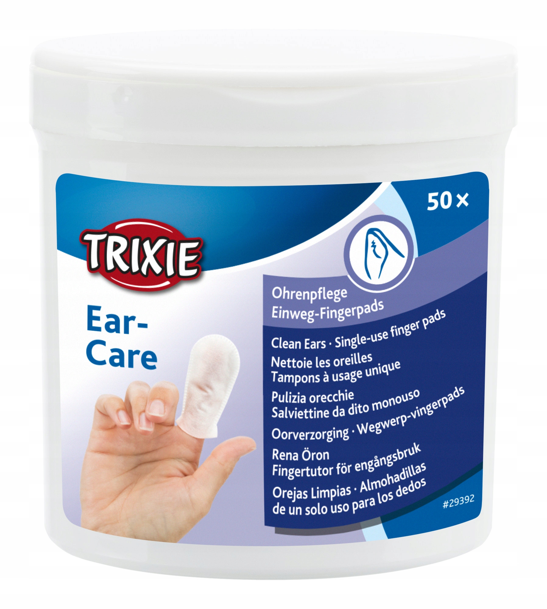 Levně Trixie Návleky na prsty Ear Care 50 Ks s vyživujícím čisticím balzámem