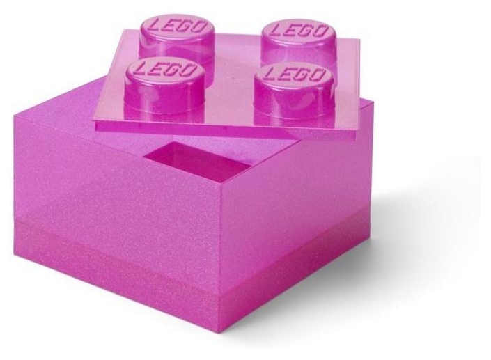 Lego(r) pojemnik klocek czwórka transparentny różowy