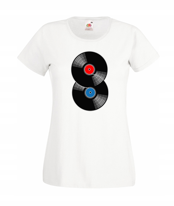

XXL Koszulka Damska Vinyle Winyl Retro Płyty Wzory