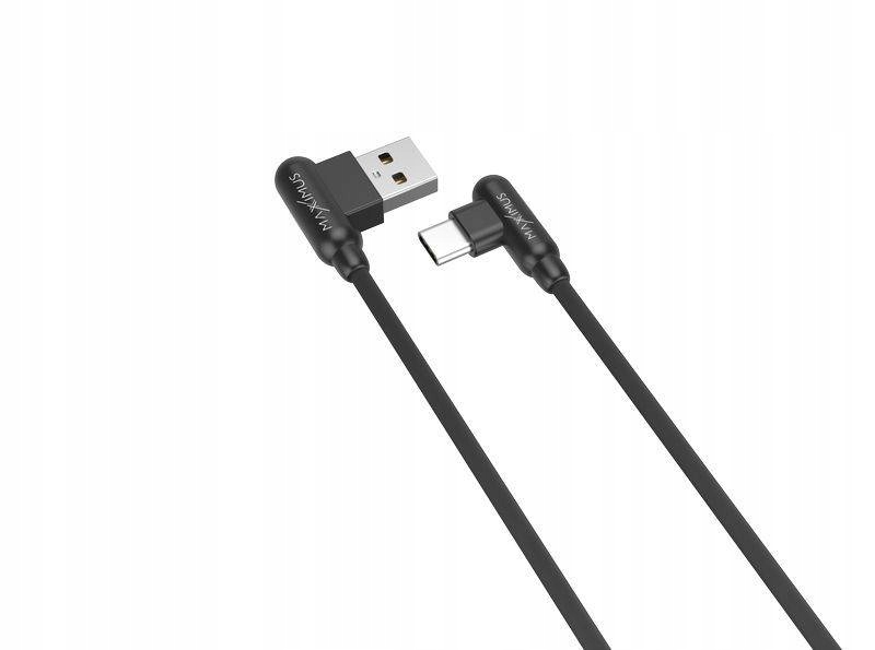 Kabel MX Corner Fast Charge Type- C 2. 4A 1m, Black Czarny, Kątowy