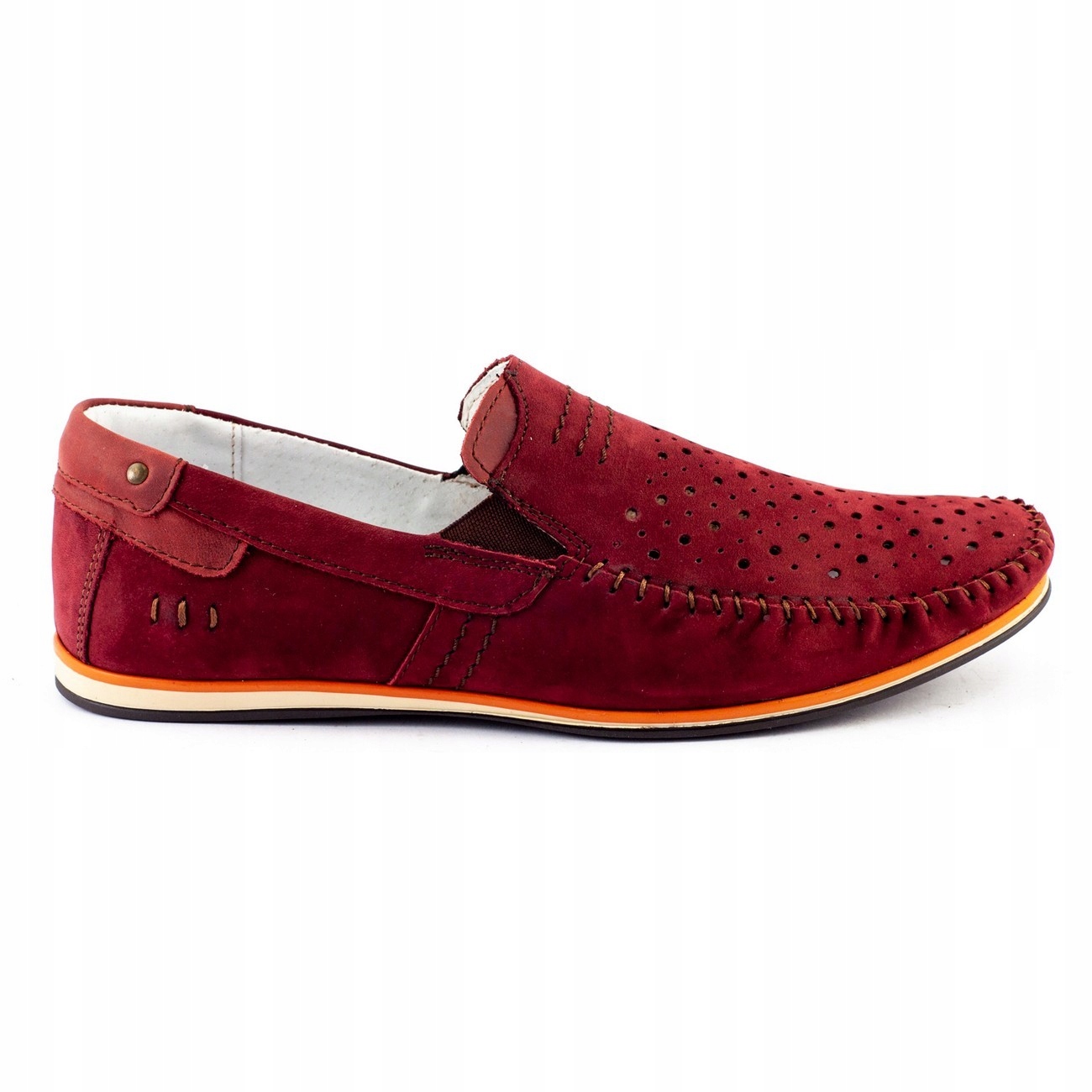 

Buty Męskie Mokasyny Skóra Lato 876 Bordo 43