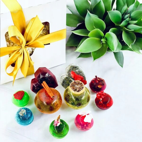 Bombki Herbaciane. Zestaw prezentowy "Kombi" 4szt duże 6szt mini)