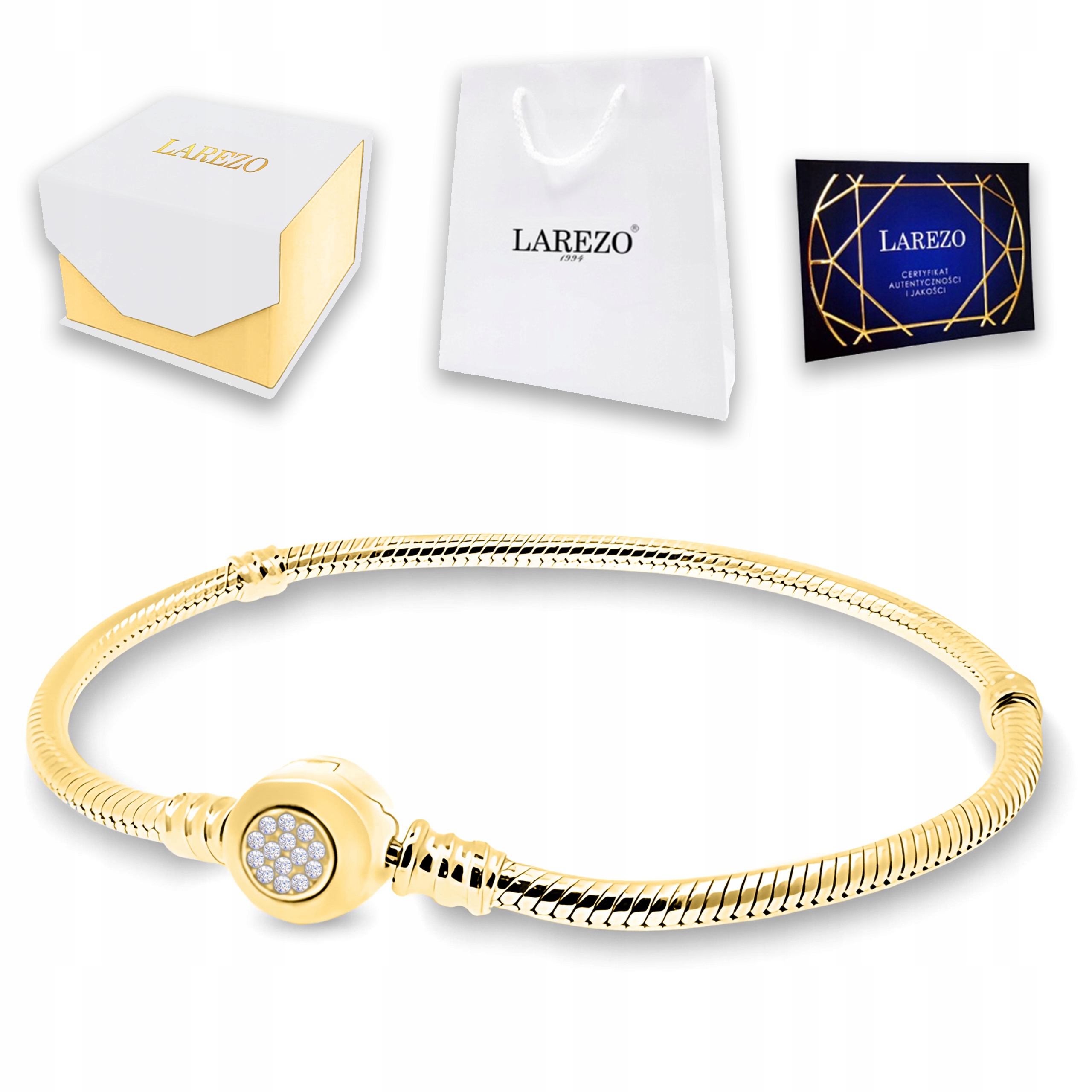 Zlatý modulární náramek Zirkony Křišťály 19 Cm Stříbro 925