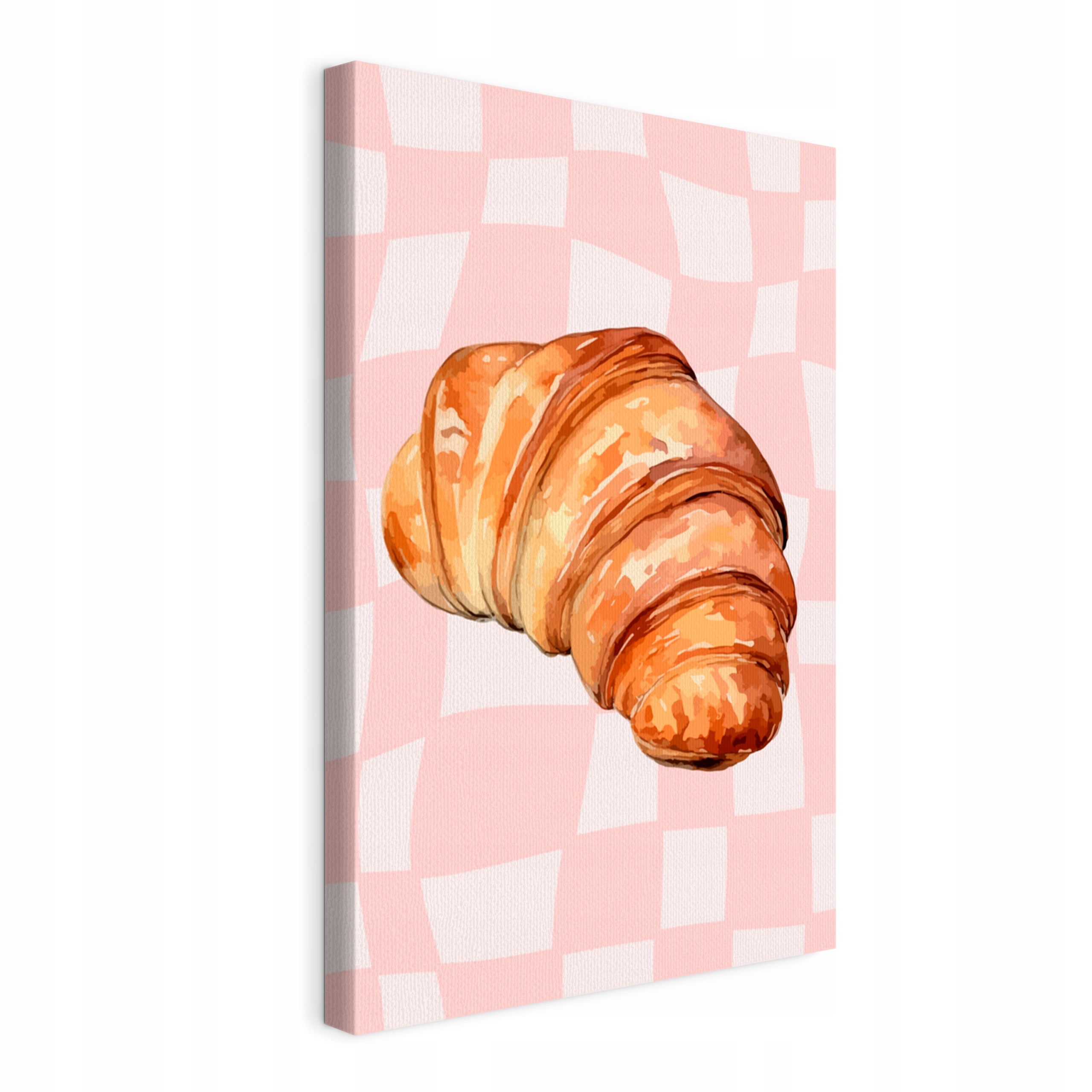 Obraz na plátně Croissant na růžové šachovnici do kuchyně restaurace 40x