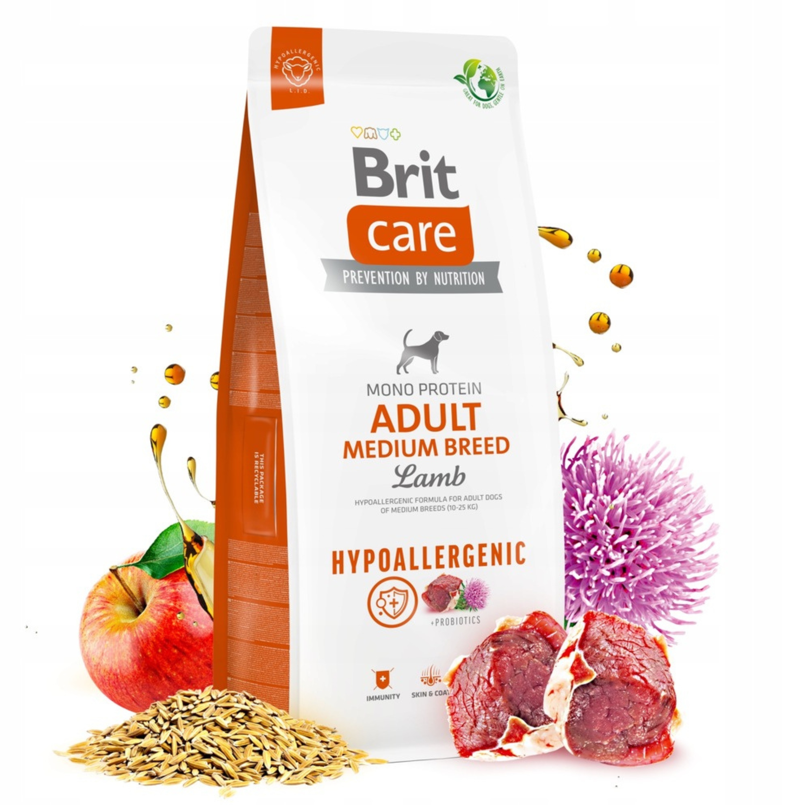 Levně Brit Care Dog Hypoallergenic Adult Medium Breed, jehněčí maso a rýže 12 kg