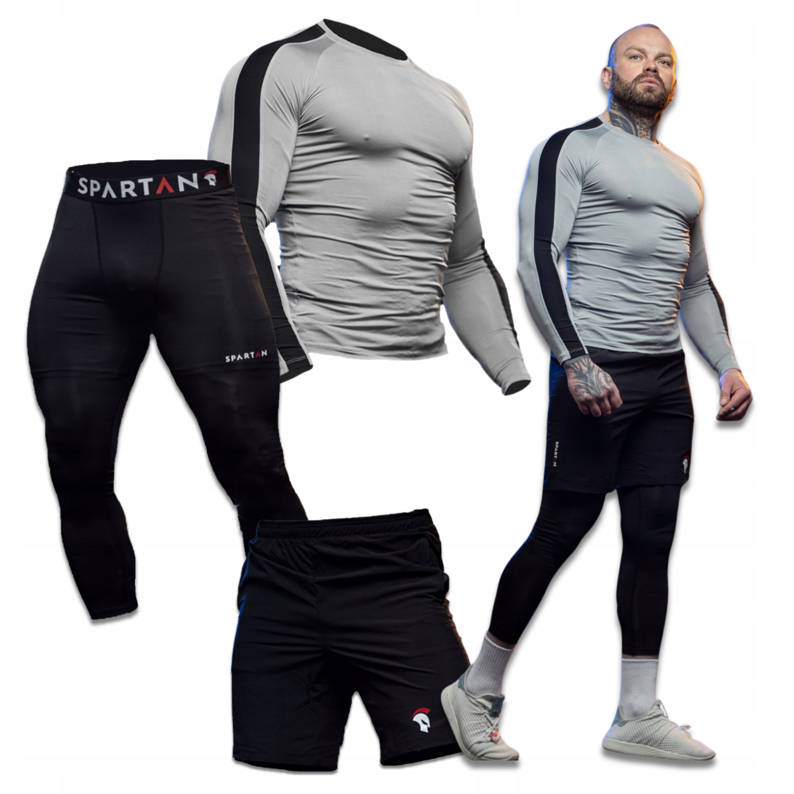 Komplet Sportowy Męski Rashguard Termo Do Biegania Siłownia Fitness Komfort