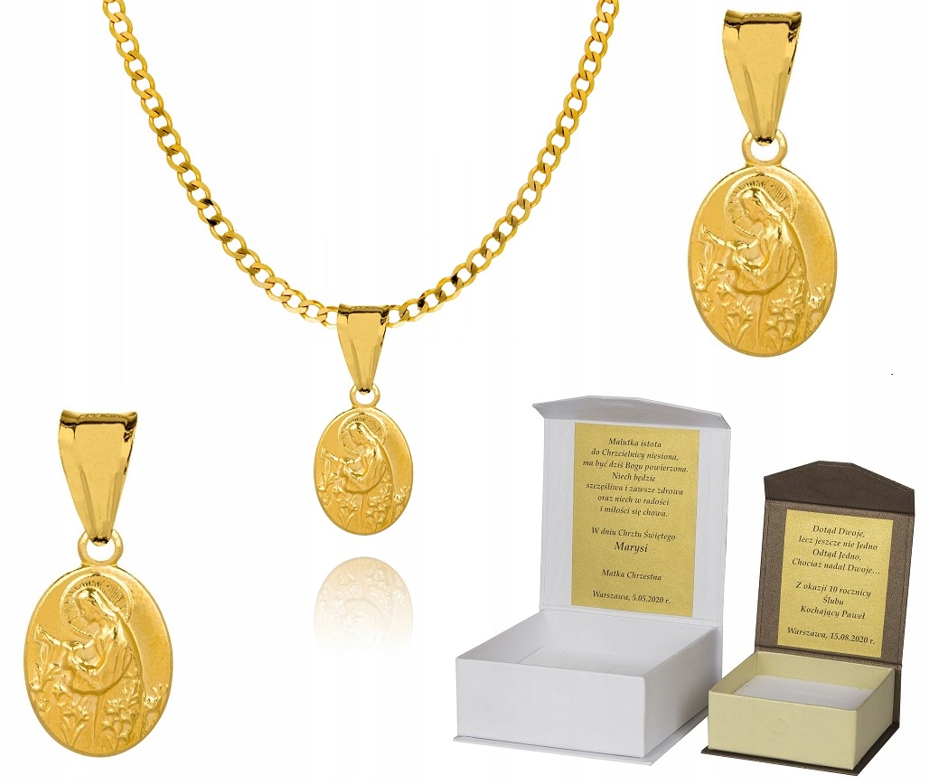 Zlatý řetízek stříbro Medailon Ježíš 50 cm Dedikace P4M34