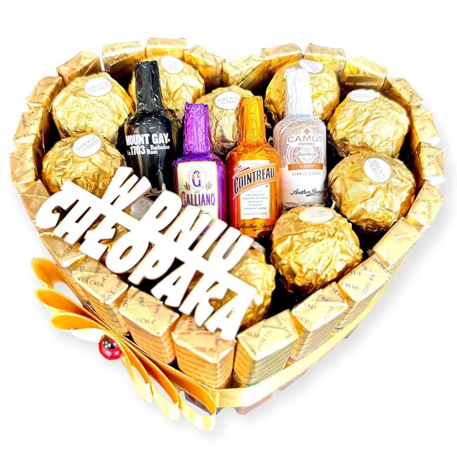 Zestaw Prezentowy Tort ze słodyczy Upominek na Dzień Chłopaka napis