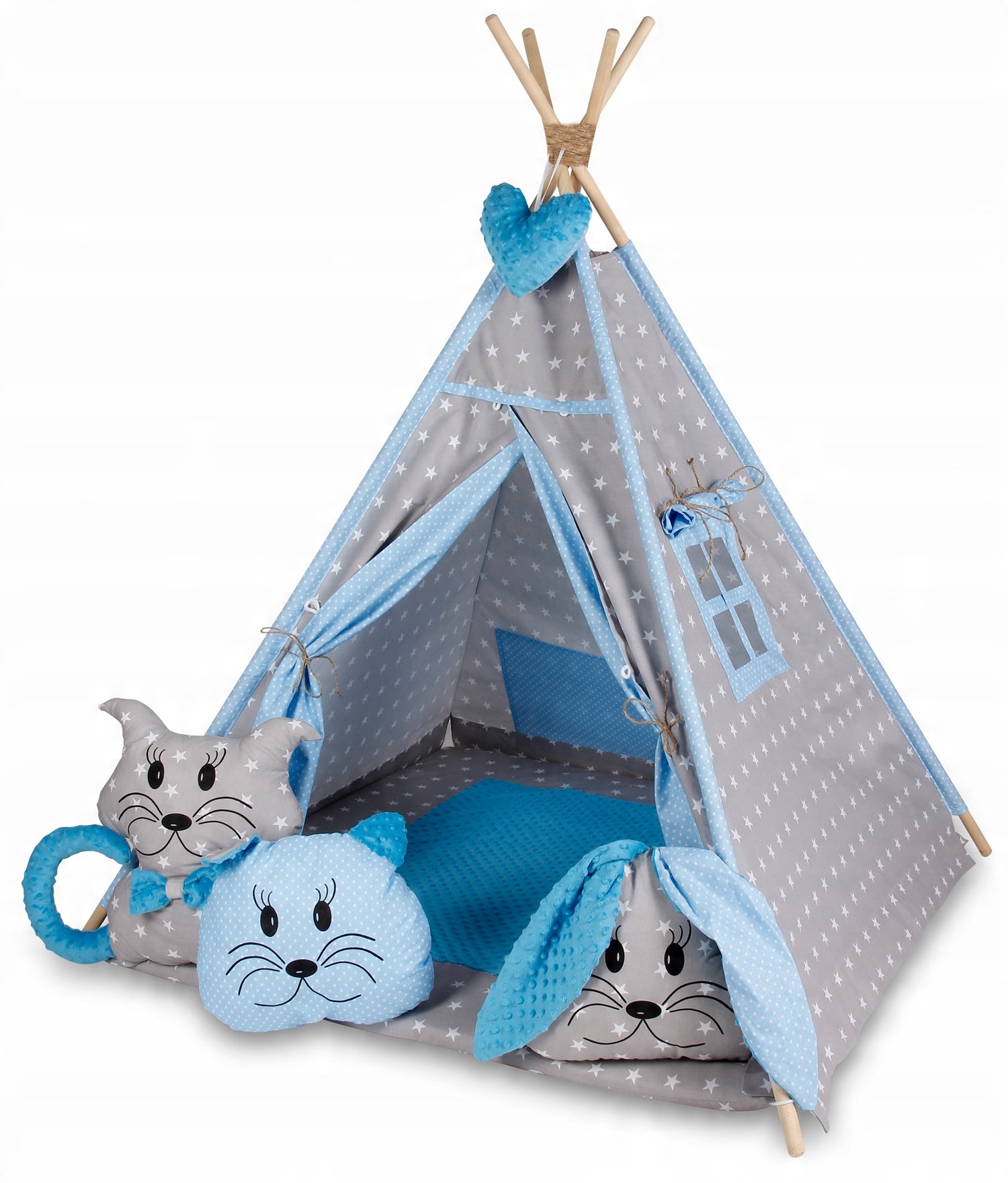 

Namiot Teepee Tipi z matą+3 poduszki zwierzaczki