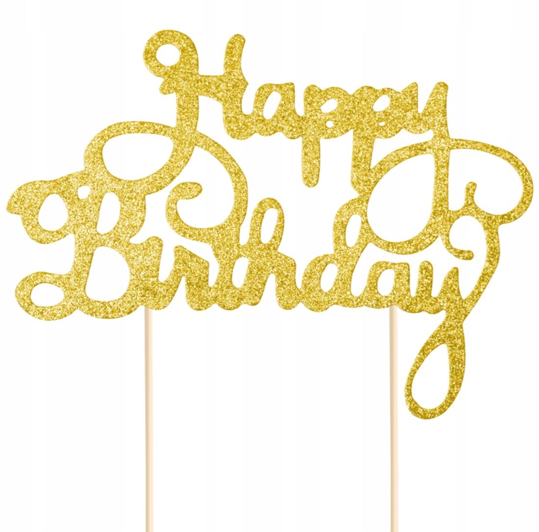 

Topper Dekoracja Na Tort Happy Birthday ZŁOTY1013