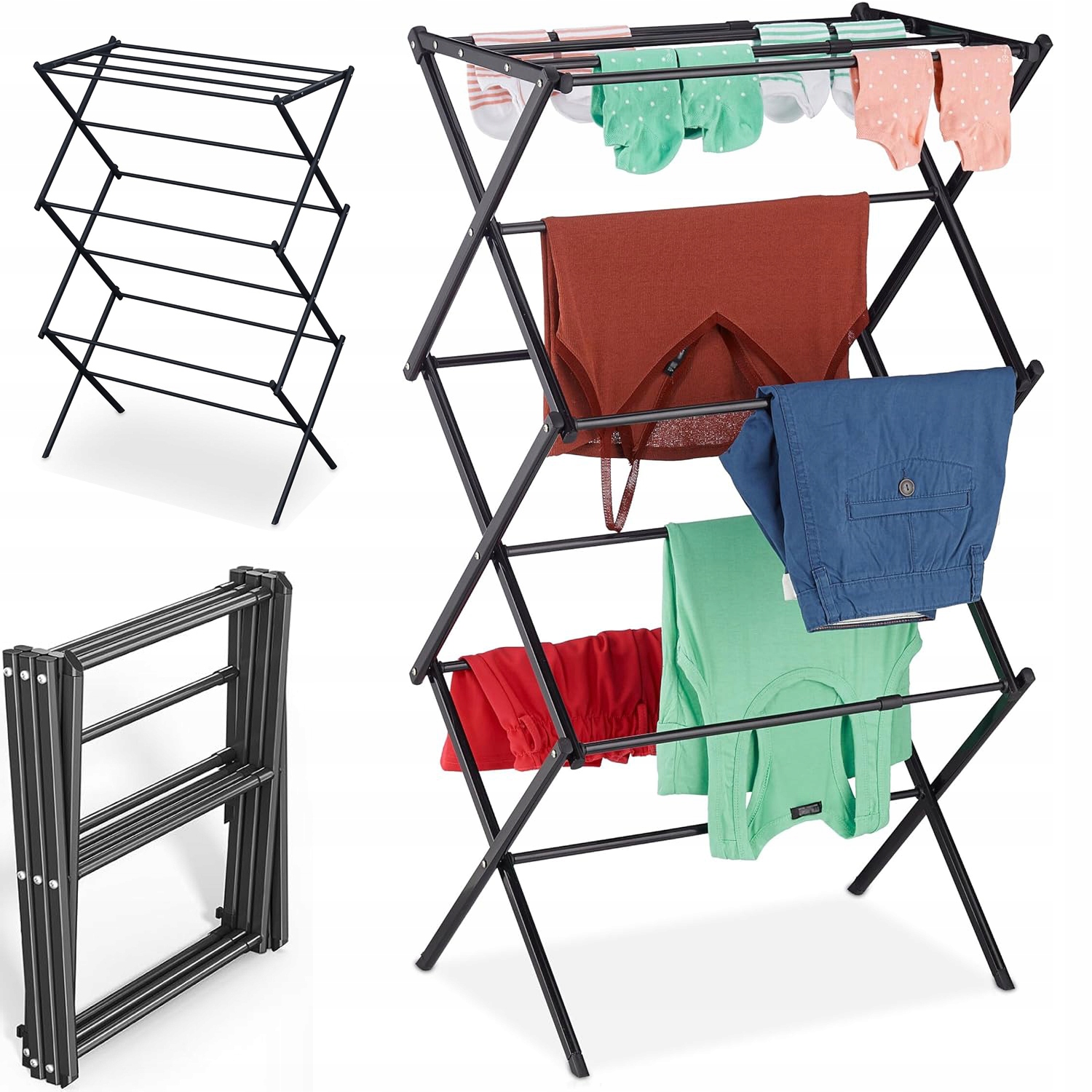 Levně Stojící Vertikální Sušák Na Prádlo Skládací 6 Úrovní 40-71cm