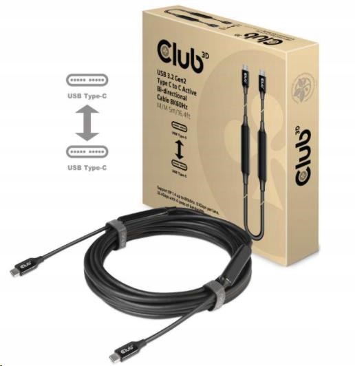 Kábel Usb Club3D 3.2 Gen2 Type-C to C Active Bi-directional (M/ M) 8K60Hz…