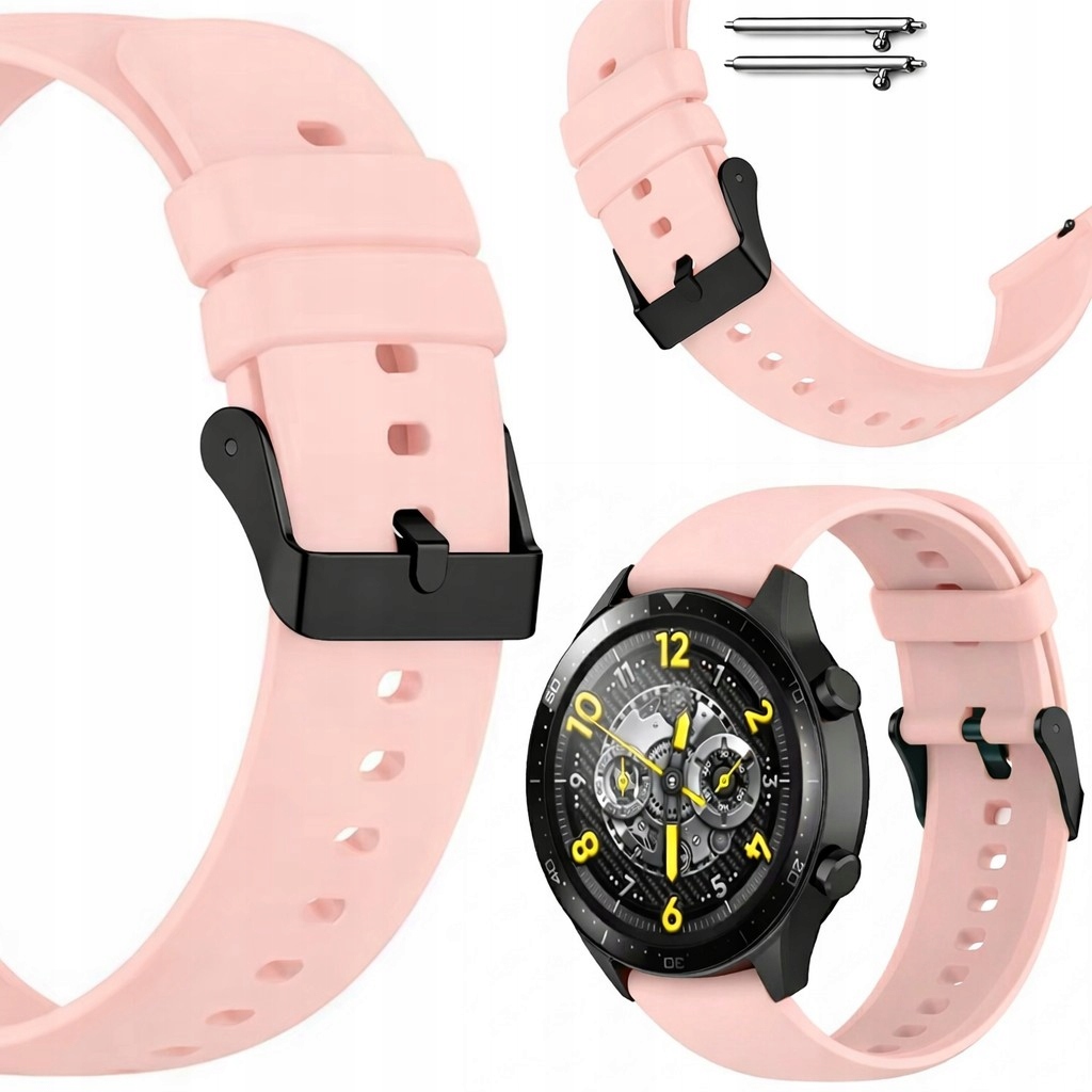 Pásek na hodinky 20 mm Ticco Univerzální silikon růžová spona černá