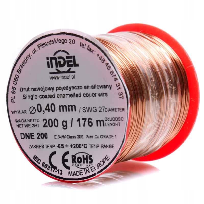 Drut nawojowy emaliowany 0.40 mm 200 g Indel DNE 0.40 200G
