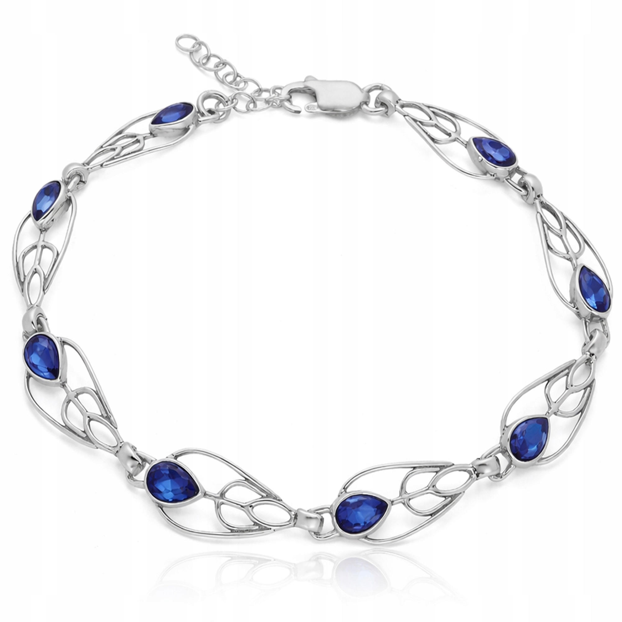 Stříbrný dámský náramek 925 s modrými safíry Ag925