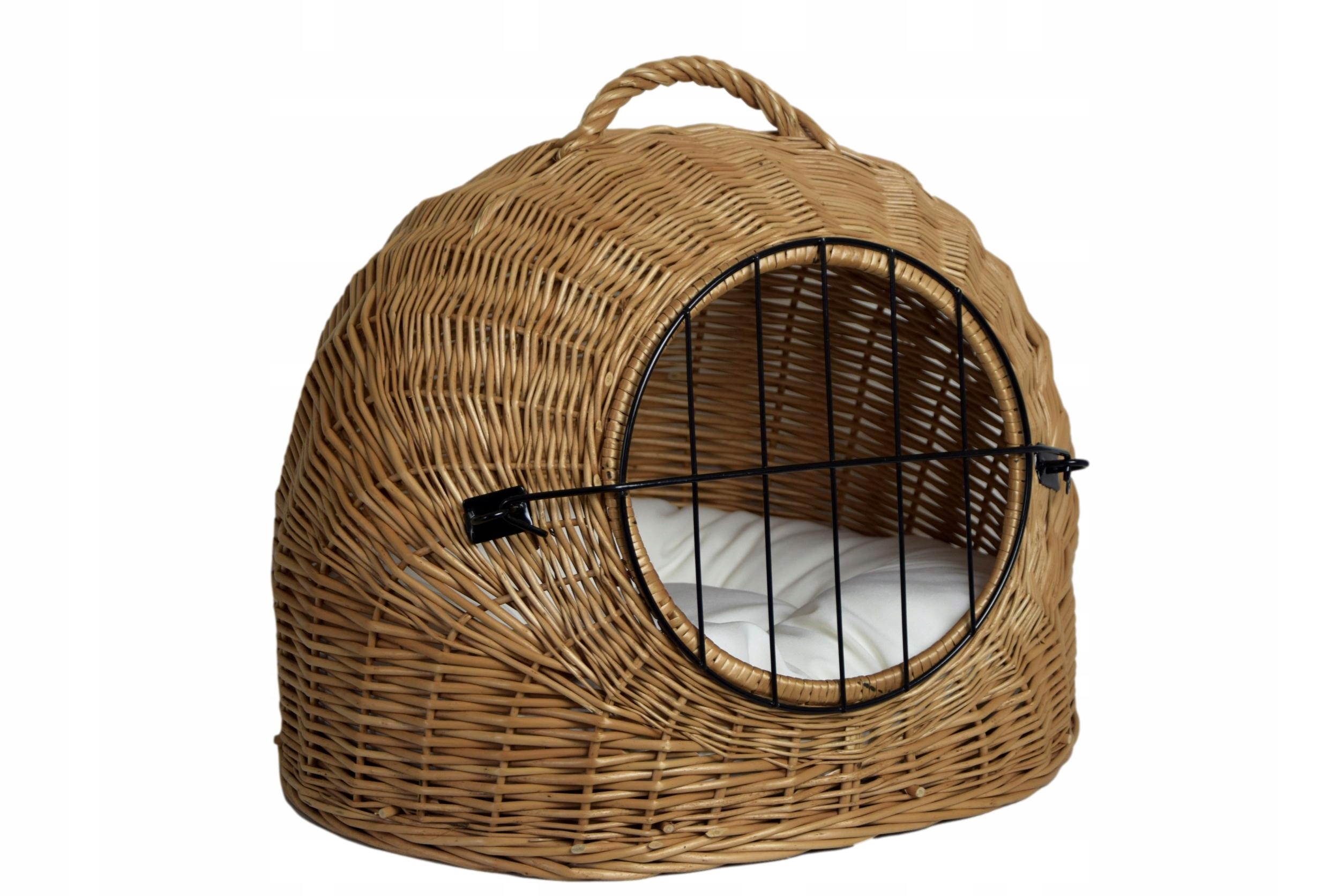 B. duży transporter wiklinowy Buda legowisko dla kota +poduszka ecru