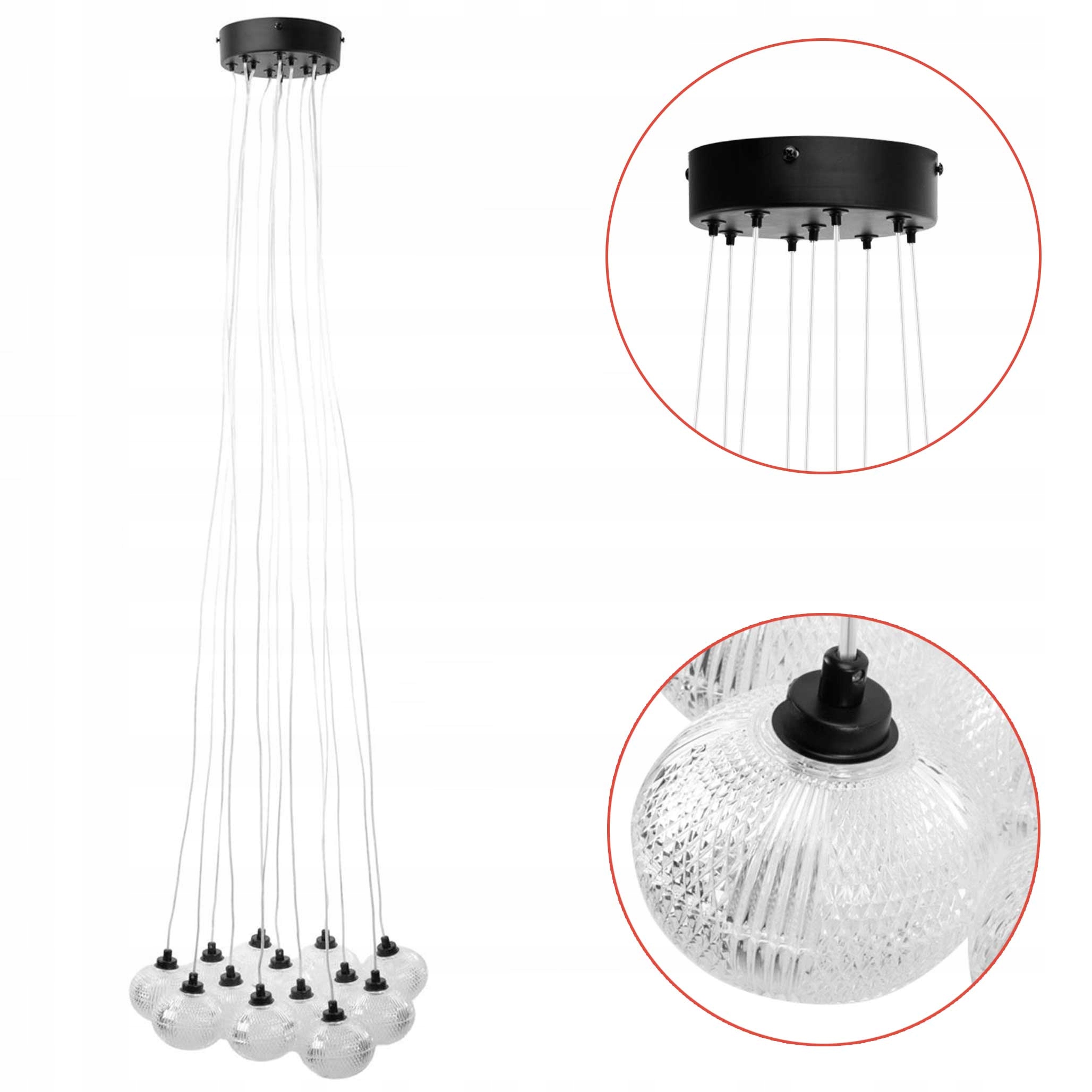 Závěsná lampa Černá Akrylová 13xG9 Křišťálová lampa do kanceláře Jídelna