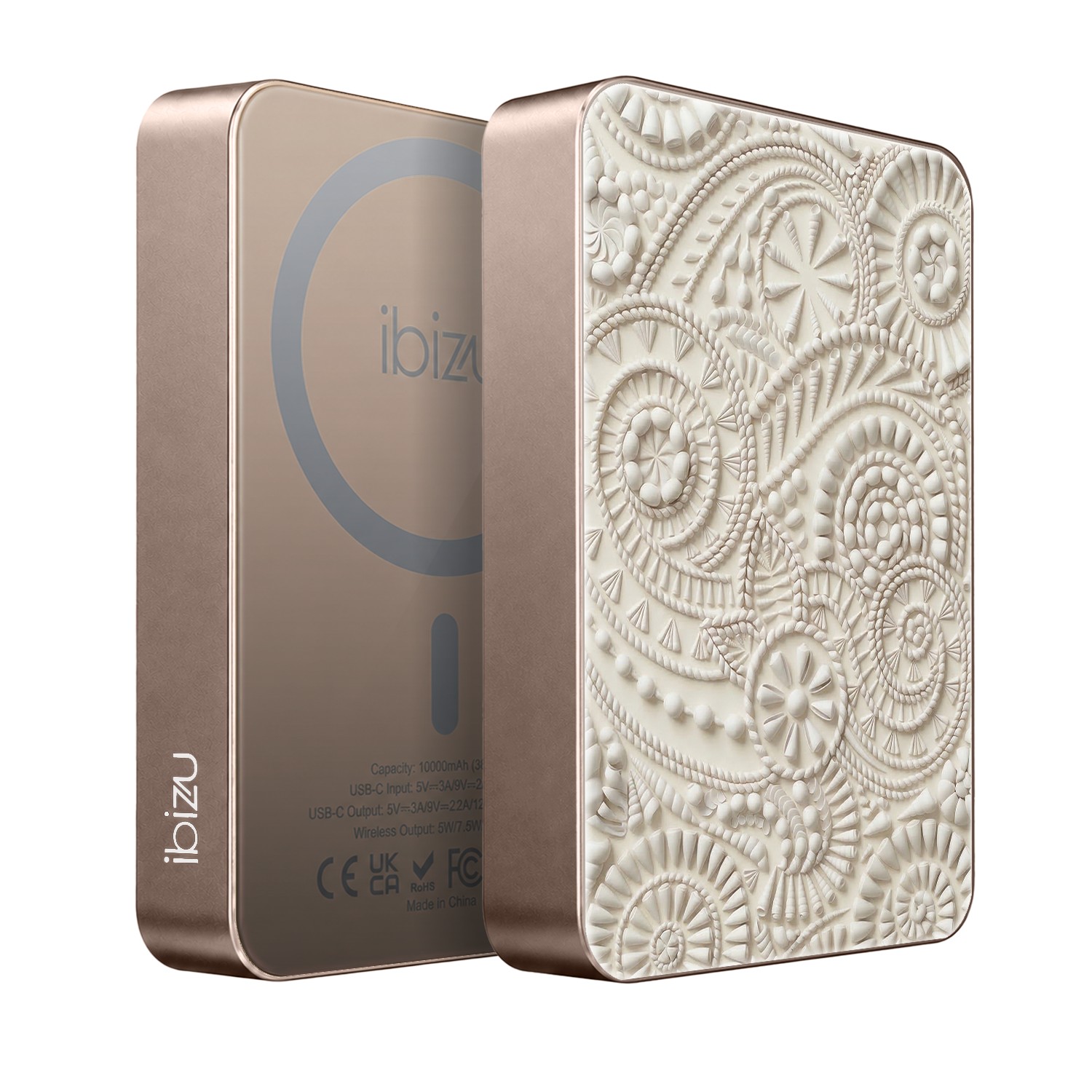 Powerbank Ibizu MagPower 10 000 mAh, tytan pustynny, Piaszczysty ornament