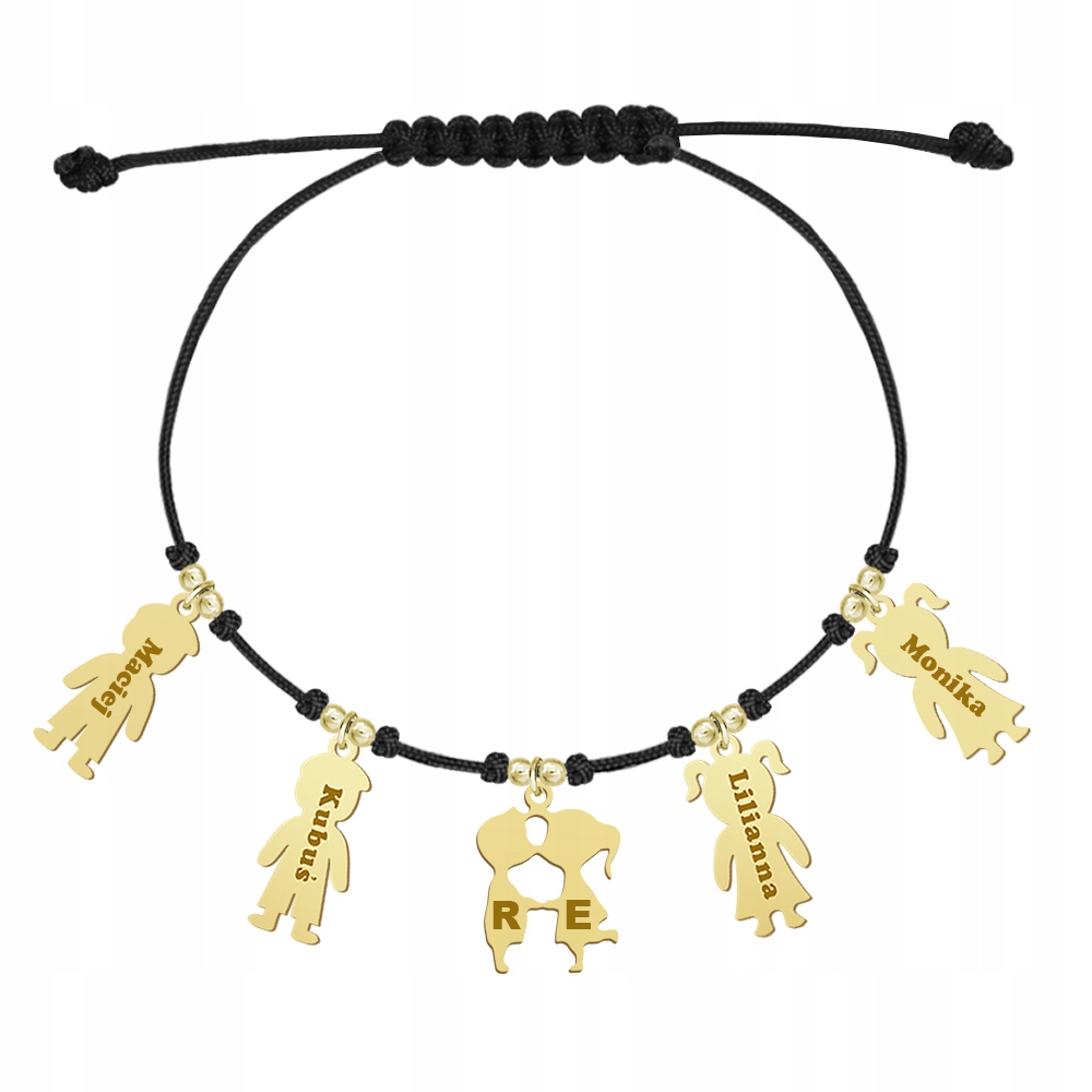 Zlatý náramek pro maminku a děti Jména Dárek 925 Gravírování Přání Bonus