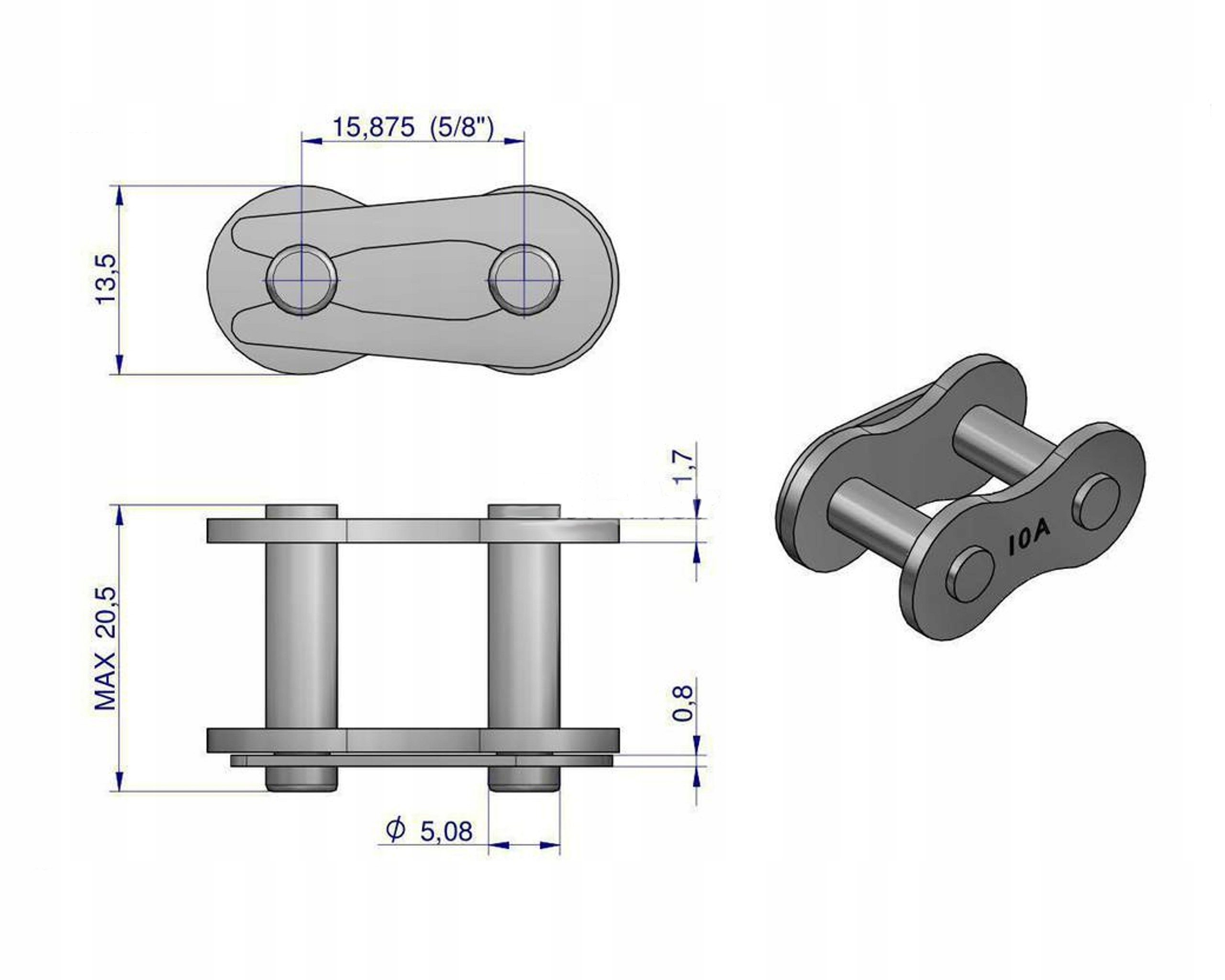 ZAMEK ŁAŃCUCHA 10B-1 (R1 5/8) WARYŃSKI EAN (GTIN) 3000000009345