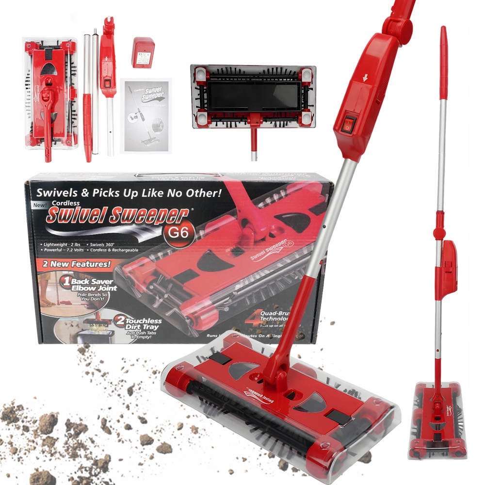 Mechanický bezdrátový kartáč s akumulátorem pro rychlé čištění