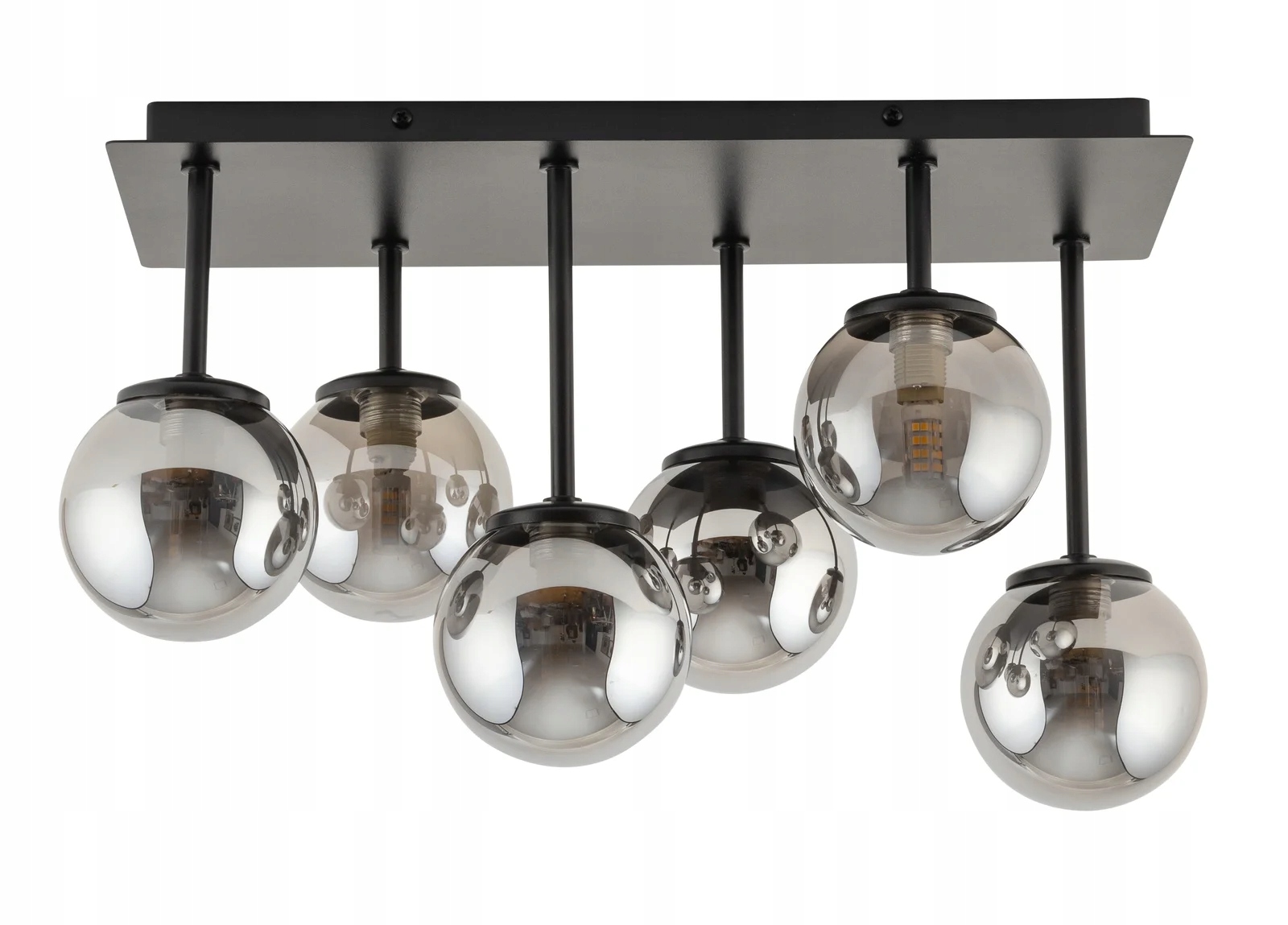 Moderná stropná lampa s 6 sivými sklenenými guľami Sigma 42 cm