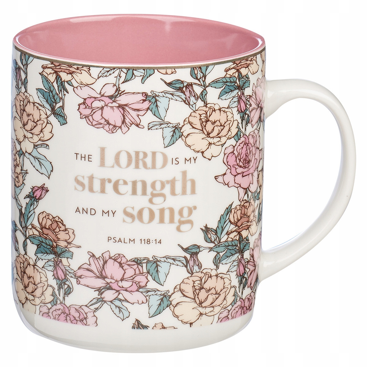 Kubek ceramiczny My Strength and My Song Pink