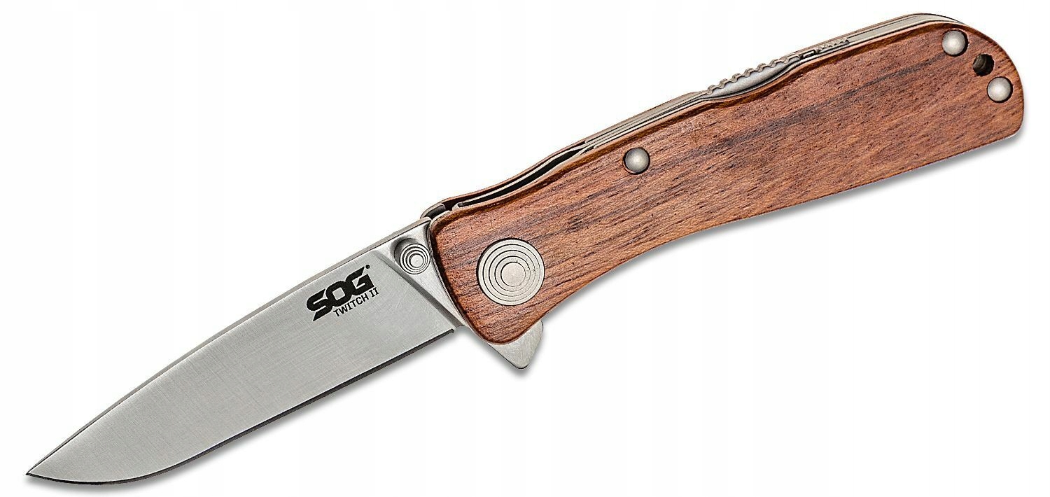 SOG-TWI17-CP Twitch II Wood nóż kieszonkowy ze wspomaganiem 6,7 cm, Satin