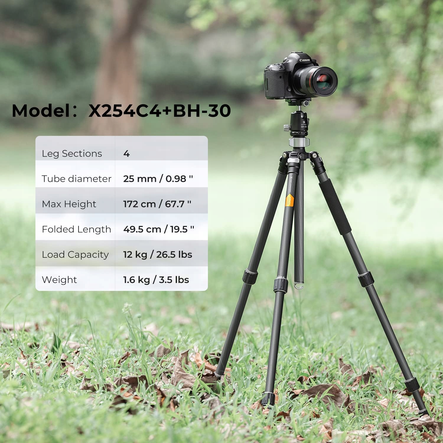 K&F CONCEPT X-SERIES STATYW KARBONOWY 172CM PROFESJONALNY DO FOTOGRAFII — miniatura 2