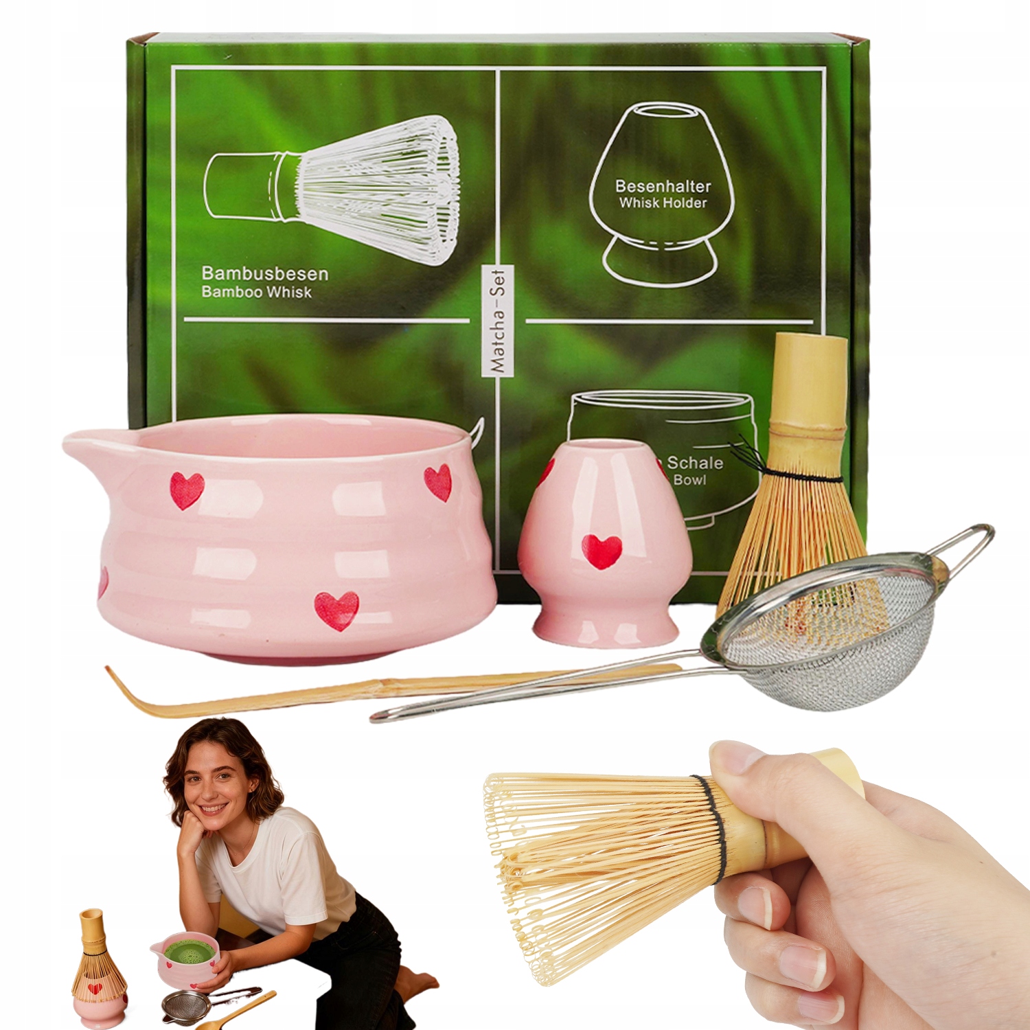 Levně Sada 5 Kusů Na Přípravu Čaje Matcha S Čarou Pro Začátečníky