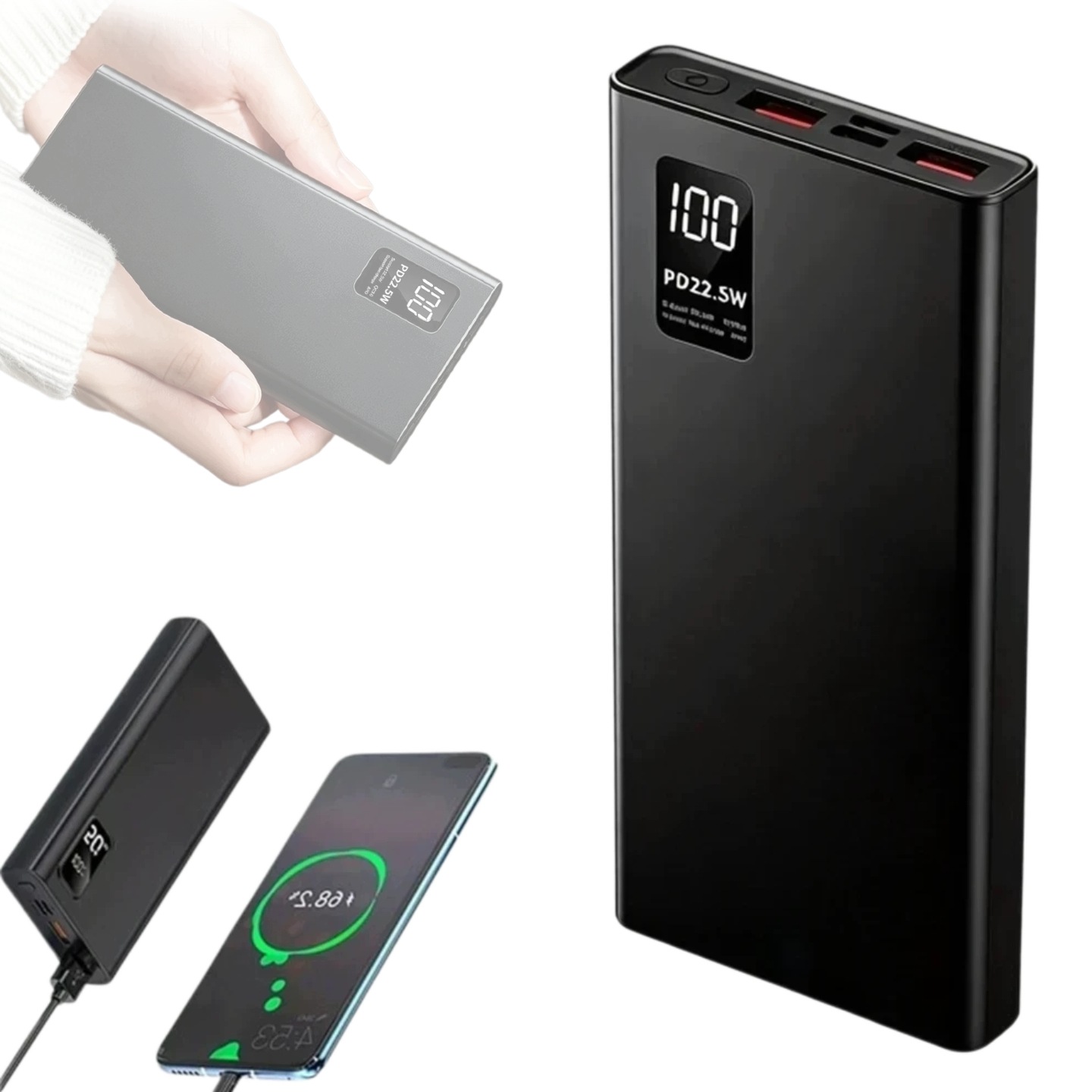 Powerbanka 50000 mAh 22.5 W 3x Usb Usb-c Qc 3.0 Bezpečný displej